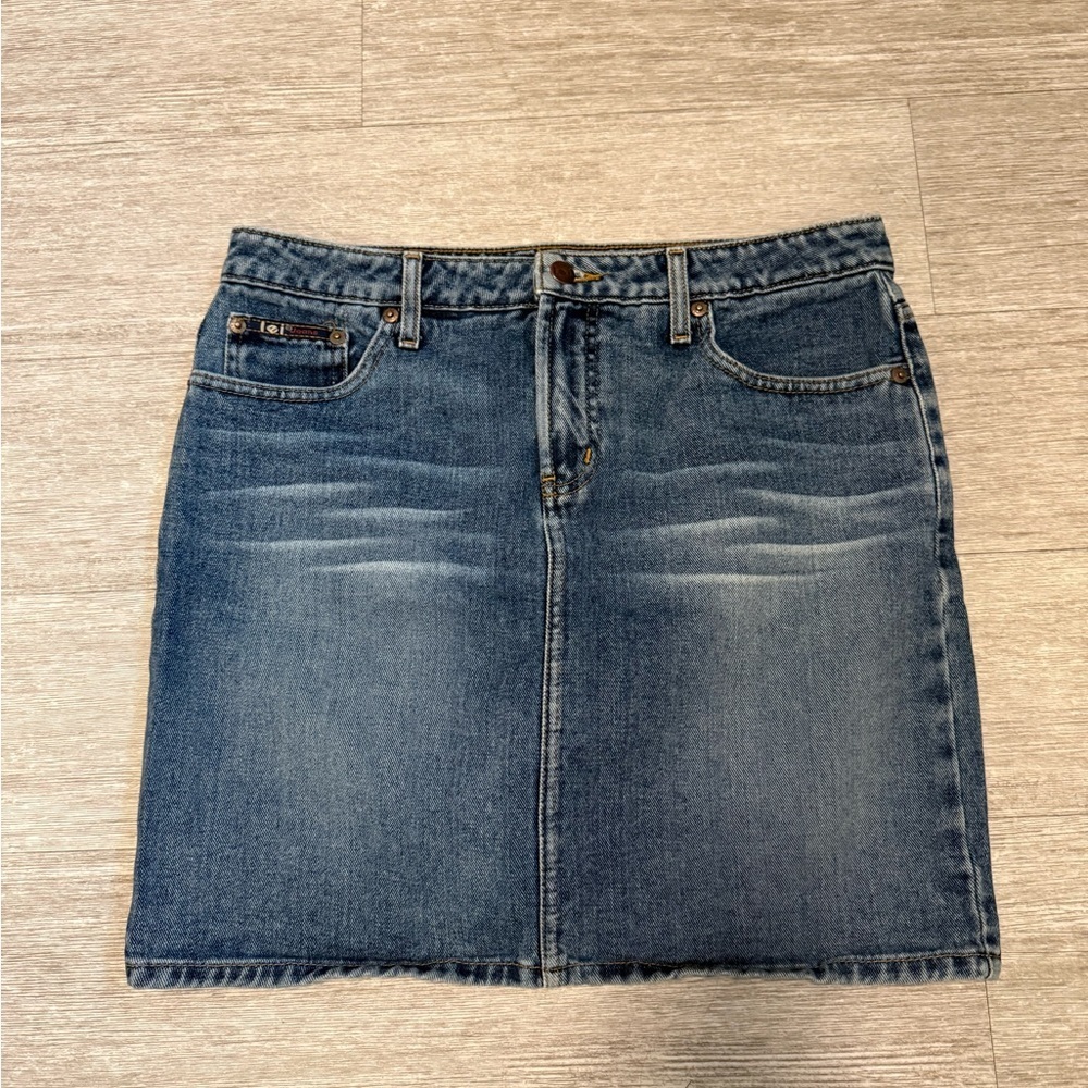 L.E.I Denim A-Line Medium Wash Mini Skirt